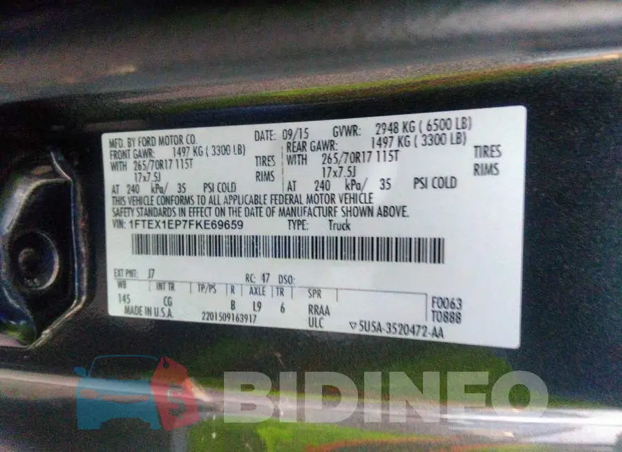 1FTEX1EP7FKE69659 Photo# 9