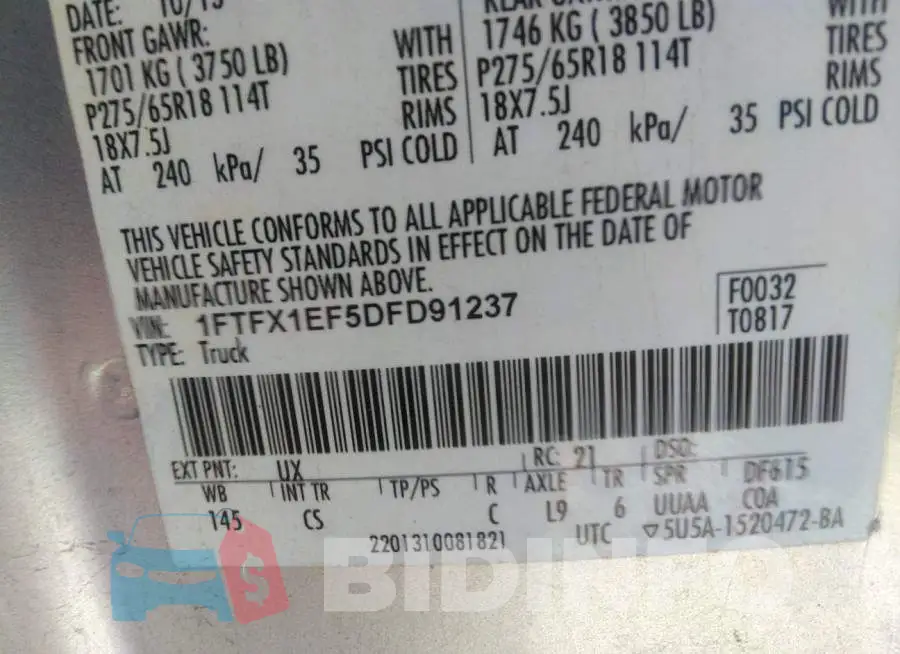 1FTFX1EF5DFD91237 Photo# 9