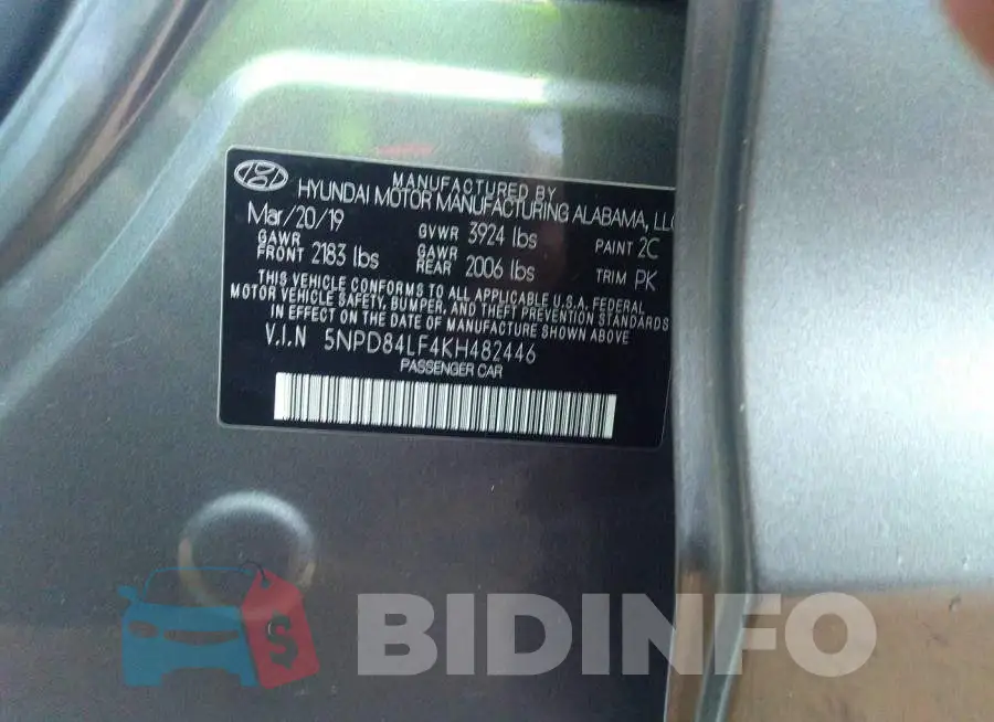 5NPD84LF4KH482446 Photo# 9