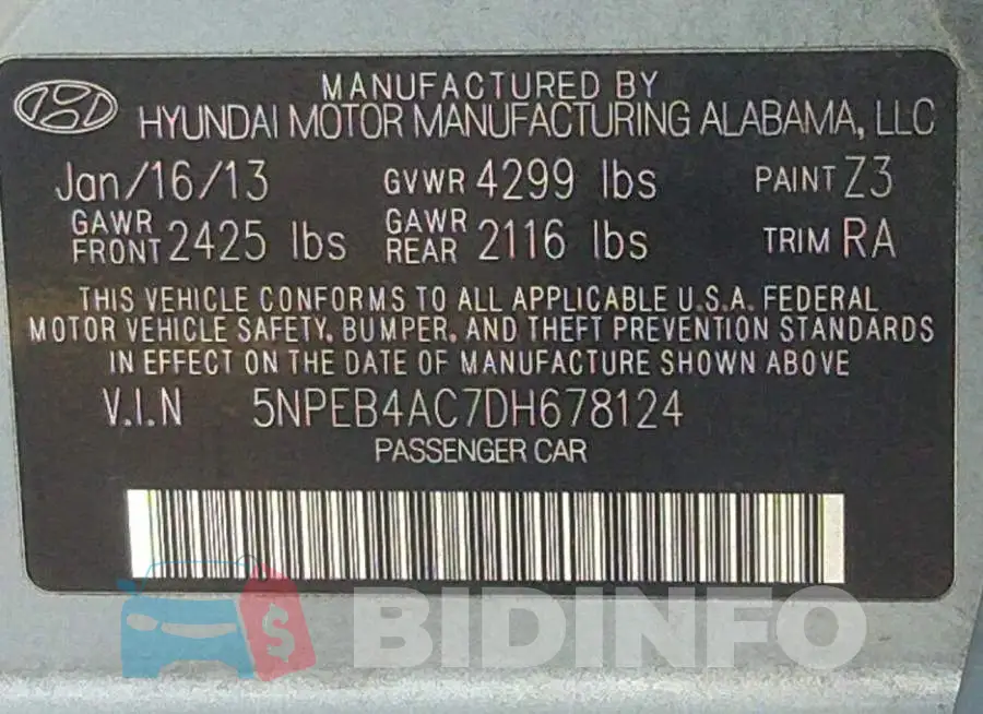 5NPEB4AC7DH678124 Photo# 9