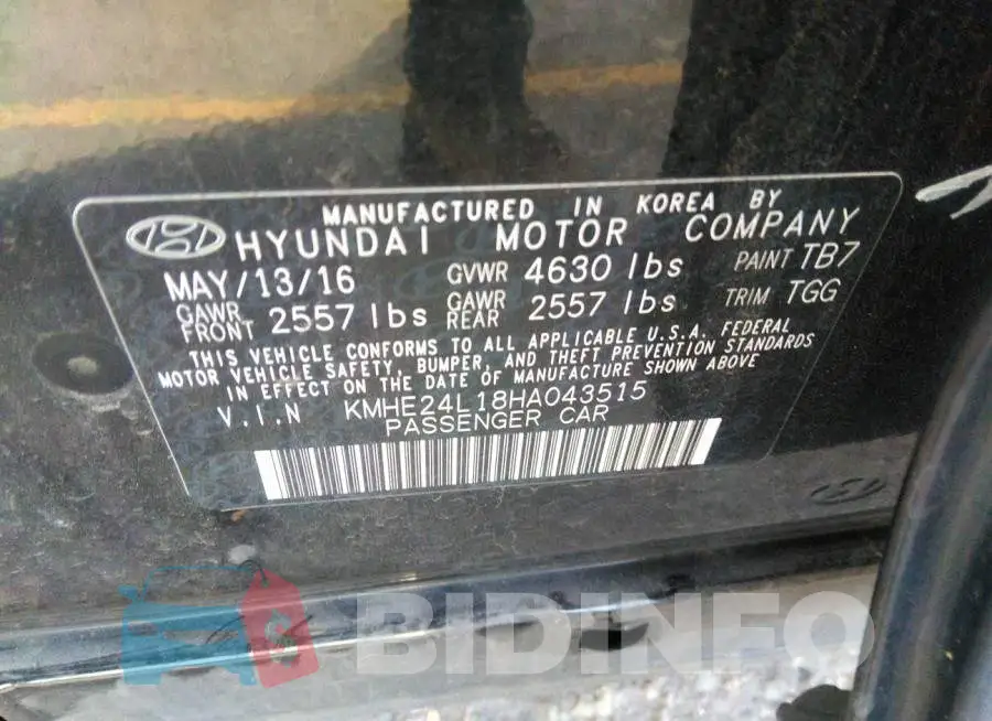 KMHE24L18HA043515 Photo# 9