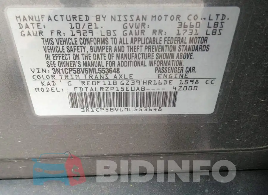 3N1CP5BV6ML553648 Photo# 9