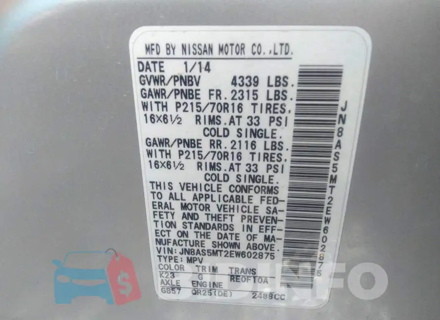 JN8AS5MT2EW602875 Photo# 9