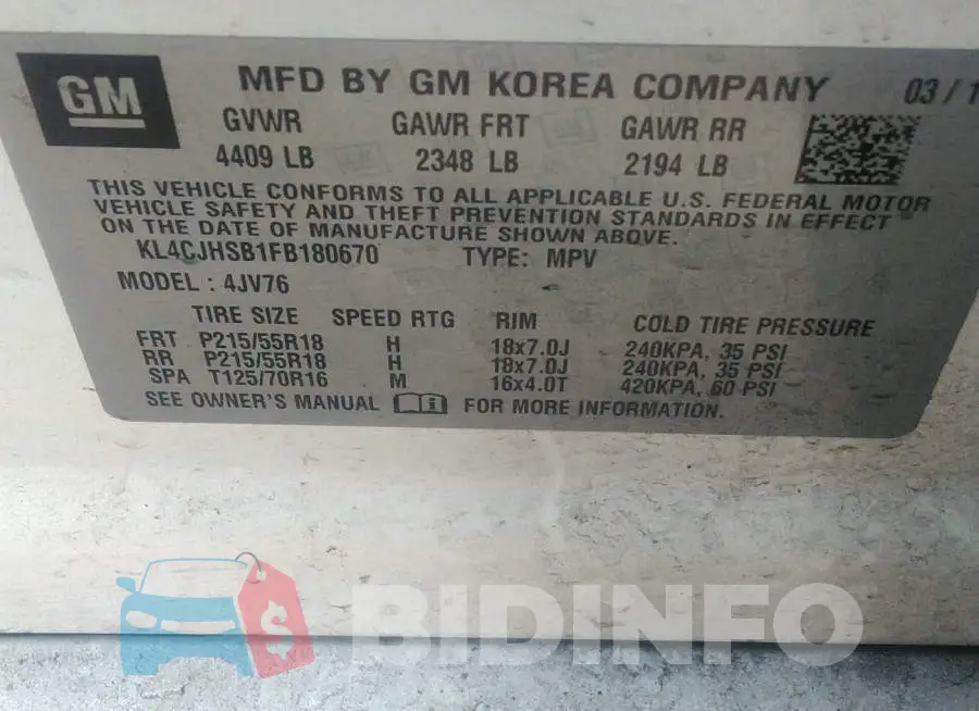 KL4CJHSB1FB180670 Photo# 9