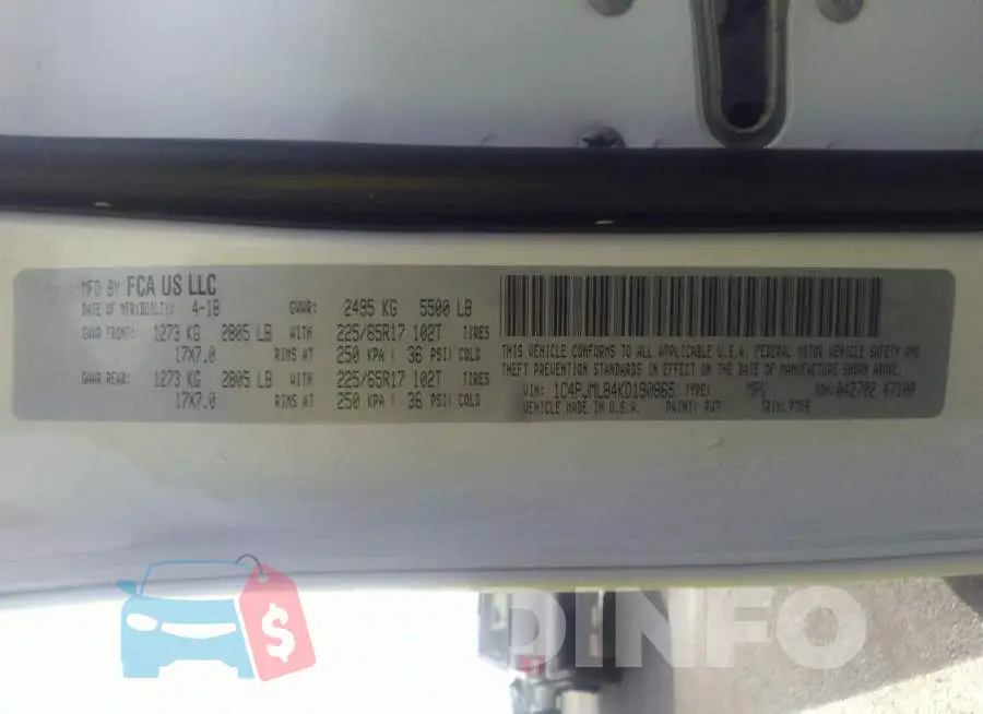 1C4PJMLB4KD190865 Photo# 9