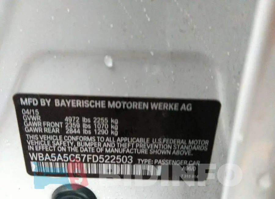 WBA5A5C57FD522503 Photo# 9