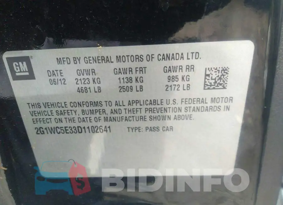 2G1WC5E33D1102641 Photo# 9