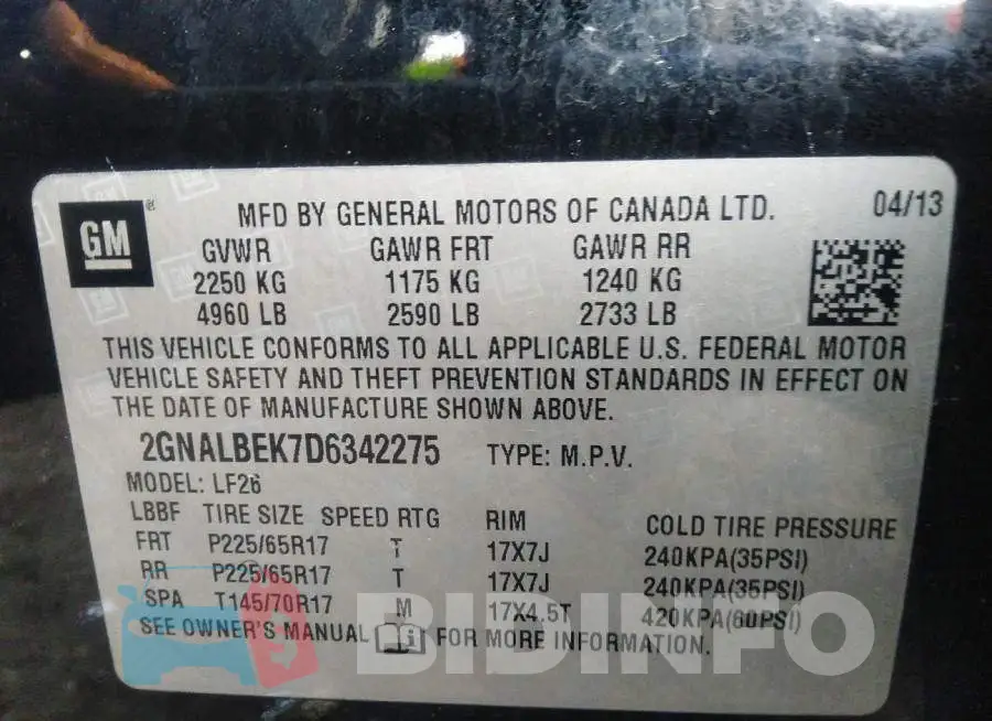 2GNALBEK7D6342275 Photo# 9