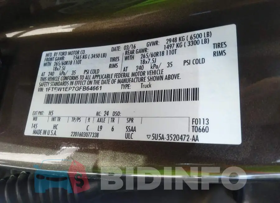 1FTEW1EP7GFB64661 Photo# 9
