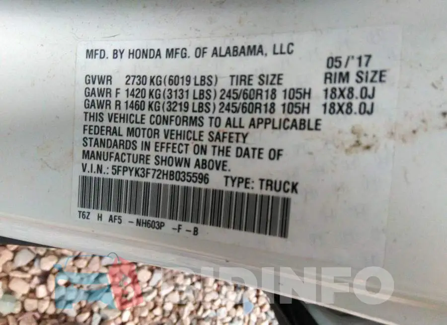 5FPYK3F72HB035596 Photo# 9