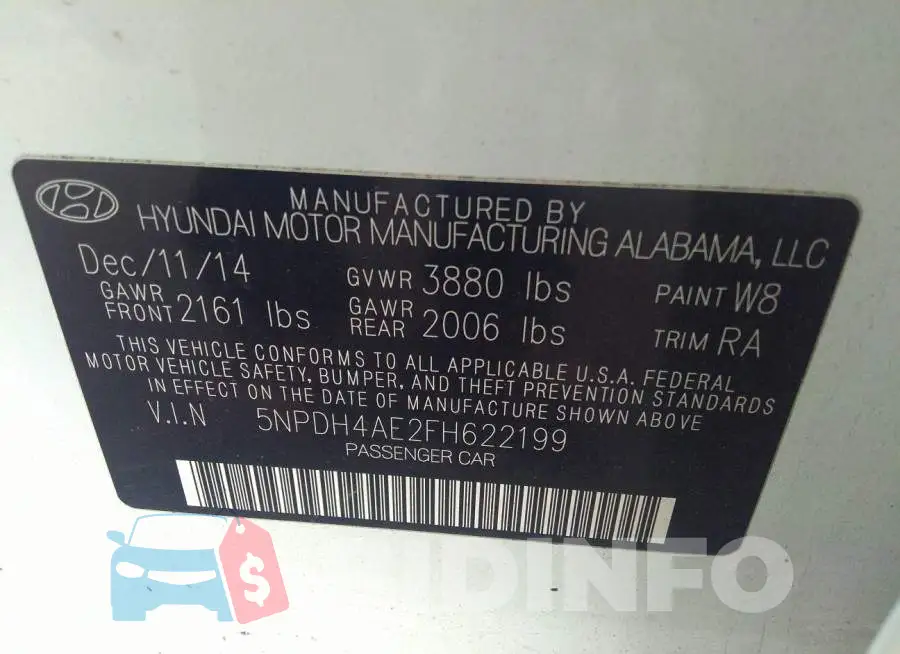 5NPDH4AE2FH622199 Photo# 9