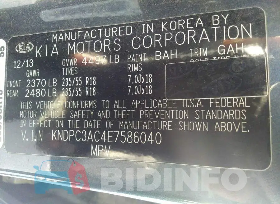 KNDPC3AC4E7586040 Photo# 9