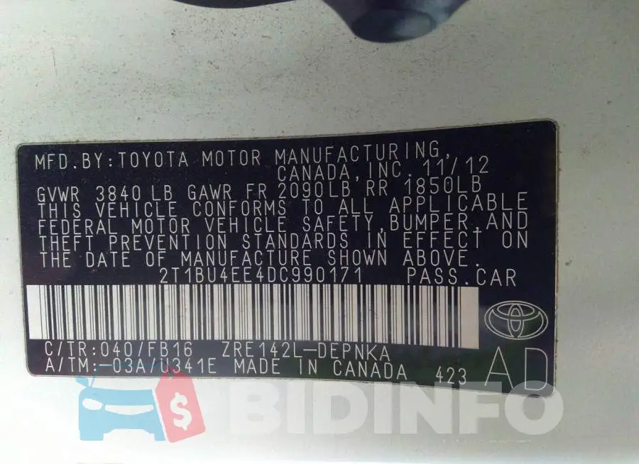 2T1BU4EE4DC990171 Photo# 9