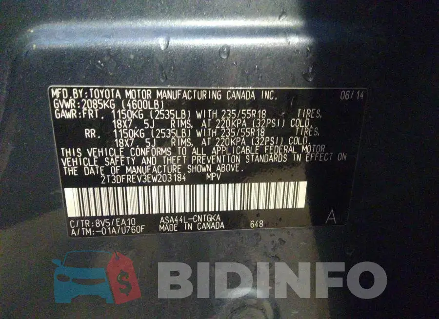 2T3DFREV3EW203184 Photo# 9