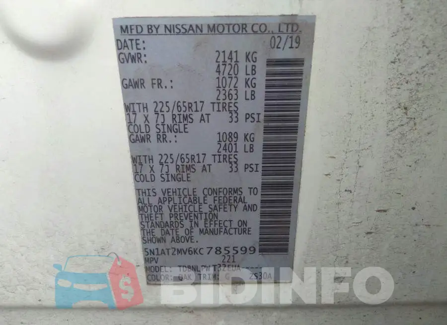 5N1AT2MV6KC785599 Photo# 9