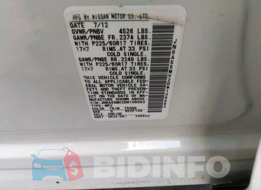 JN8AS5MV2DW106863 Photo# 9