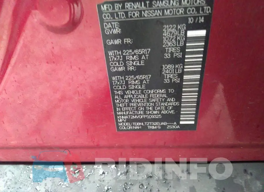 KNMAT2MV0FP509325 Photo# 9