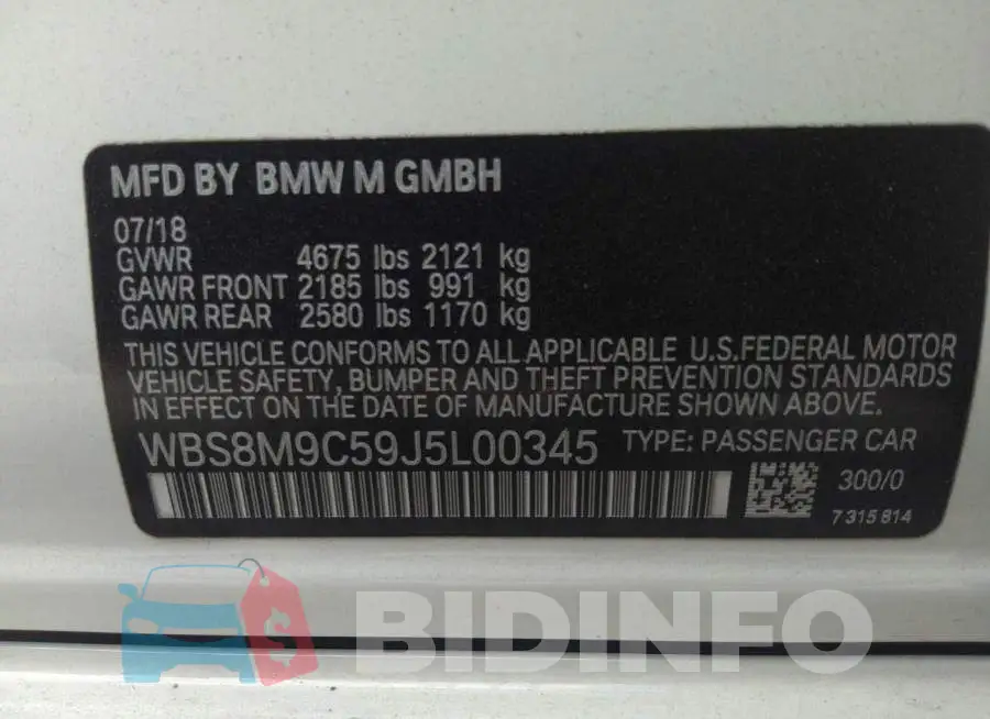 WBS8M9C59J5L00345 Photo# 9