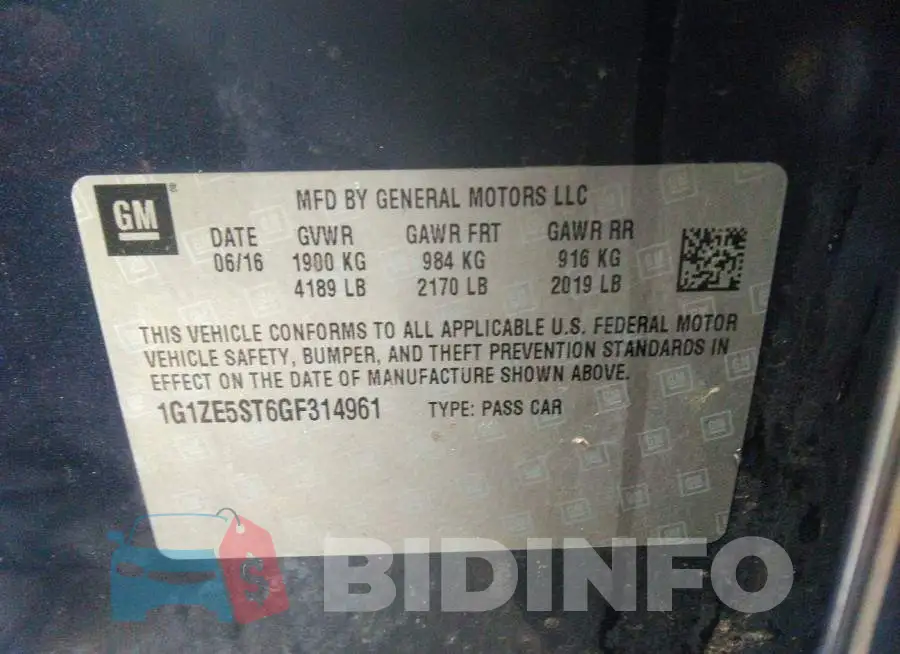 1G1ZE5ST6GF314961 Photo# 9
