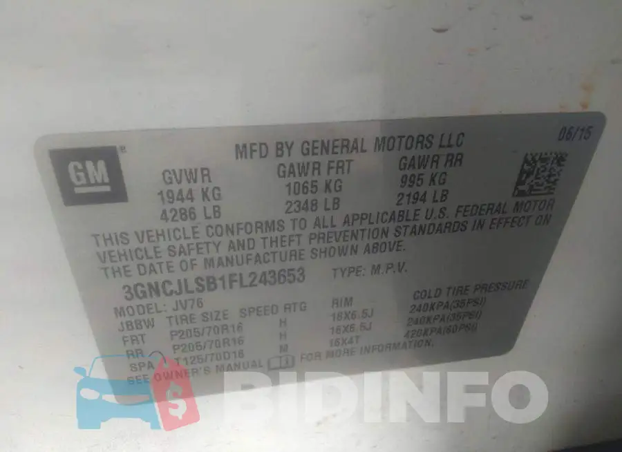 3GNCJLSB1FL243653 Photo# 9