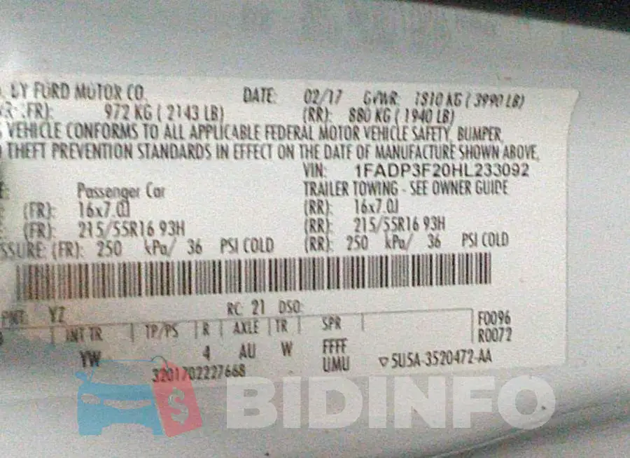 1FADP3F20HL233092 Photo# 9