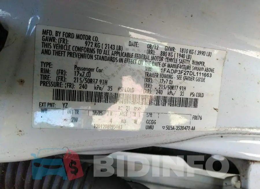 1FADP3F27DL111663 Photo# 9