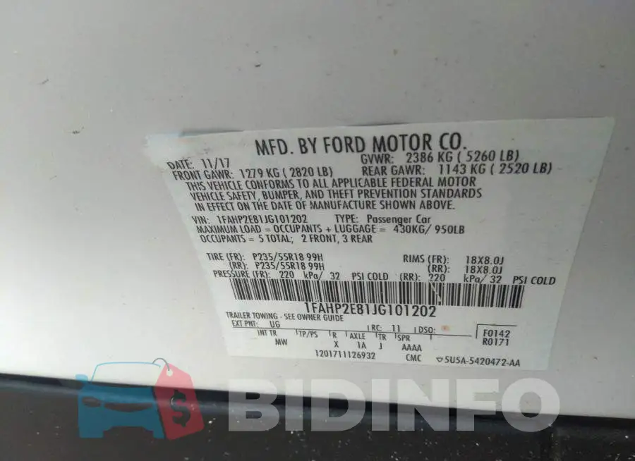 1FAHP2E81JG101202 Photo# 9