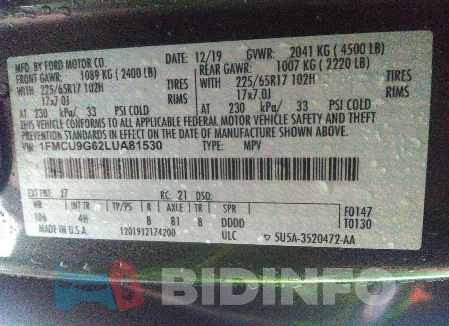 1FMCU9G62LUA81530 Photo# 9