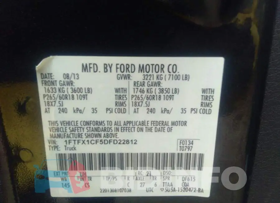 1FTFX1CF5DFD22812 Photo# 9