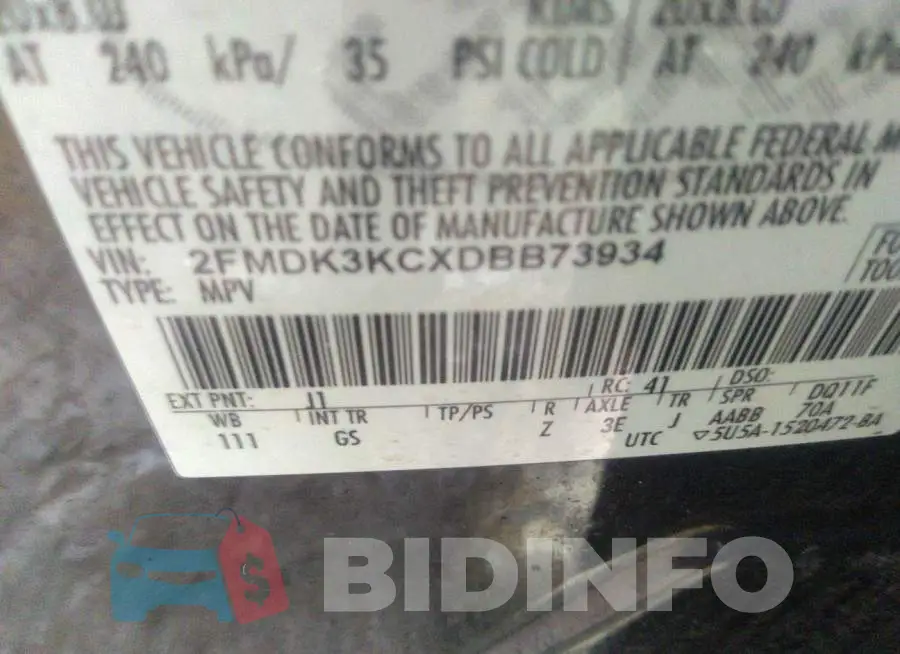 2FMDK3KCXDBB73934 Photo# 9