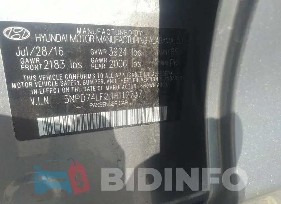 5NPD74LF2HH112737 Photo# 9