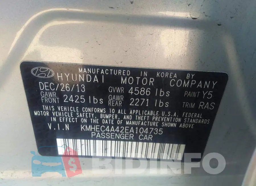 KMHEC4A42EA104735 Photo# 9