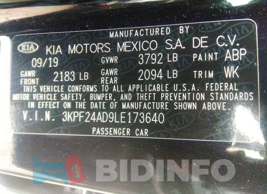 3KPF24AD9LE173640 Photo# 9