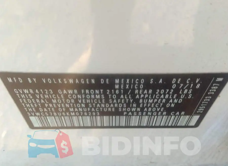3VWC57BU6KM076293 Photo# 9