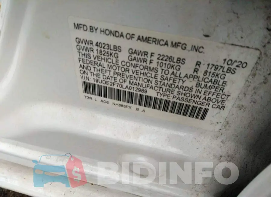 19UDE2F70LA012989 Photo# 9