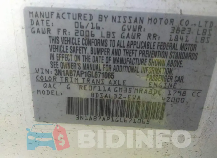 3N1AB7AP1GL671065 Photo# 9