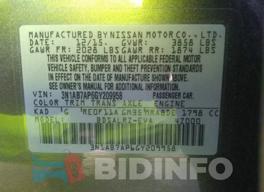 3N1AB7AP6GY209958 Photo# 9