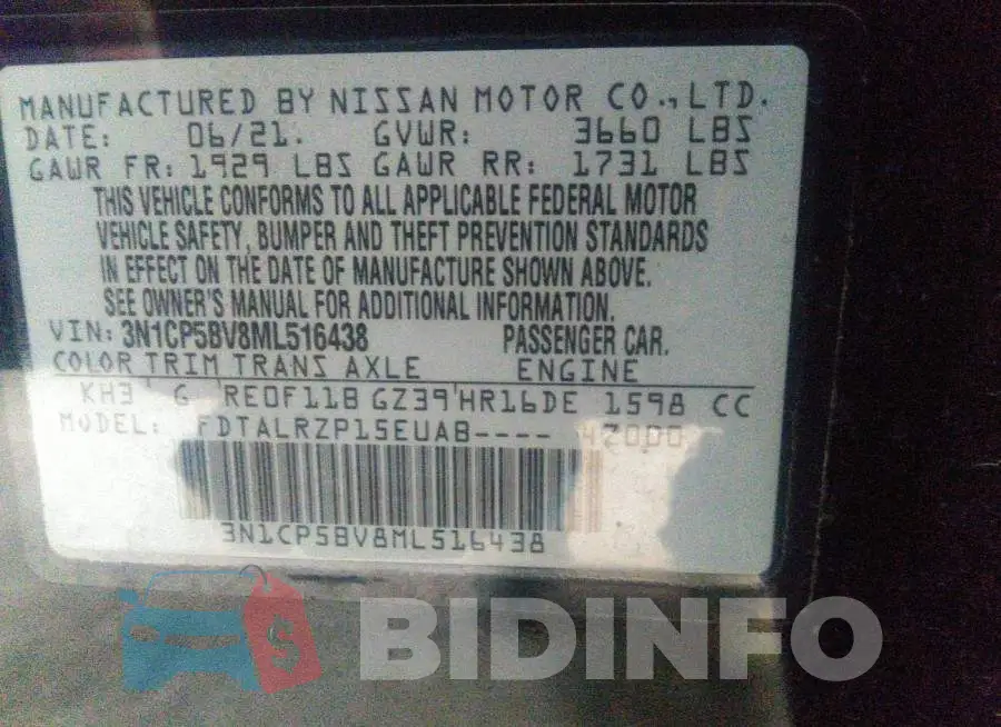 3N1CP5BV8ML516438 Photo# 9