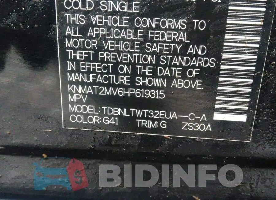 KNMAT2MV6HP619315 Photo# 9