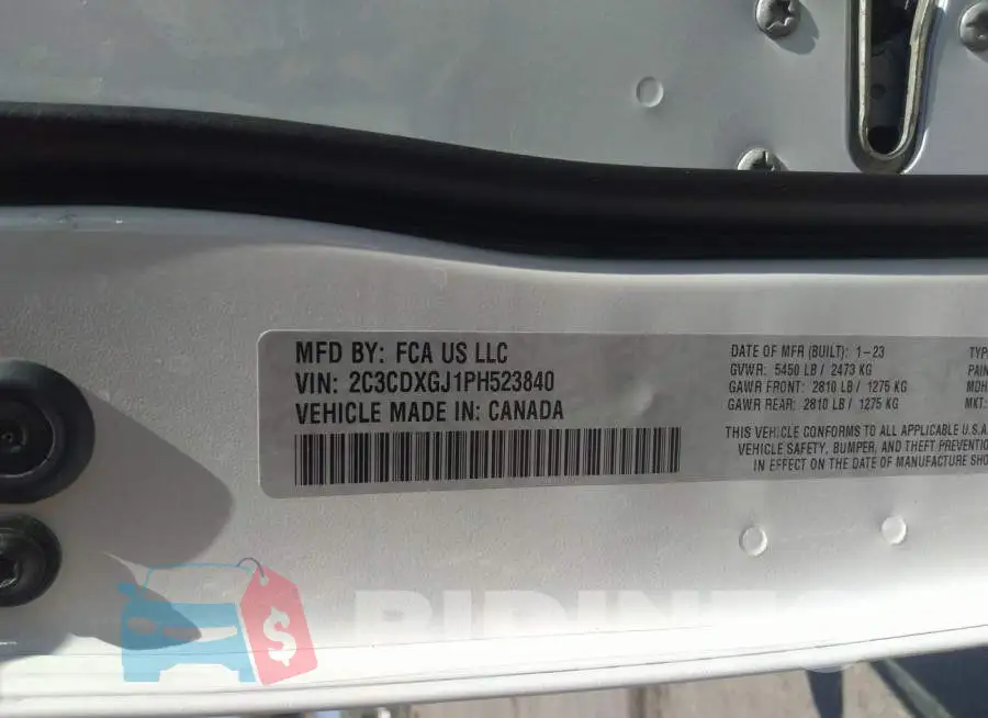 2C3CDXGJ1PH523840 Photo# 9