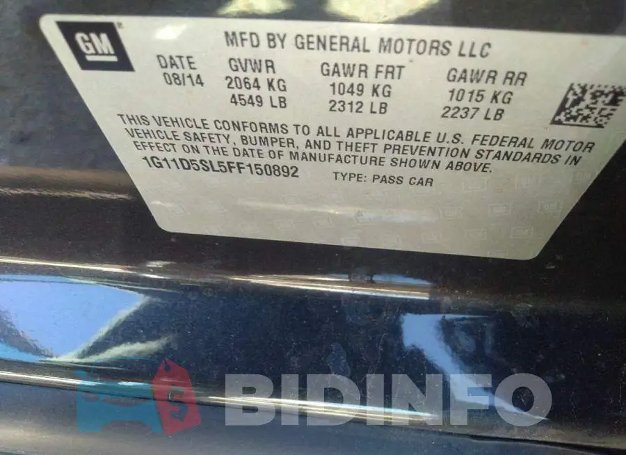 1G11D5SL5FF150892 Photo# 9