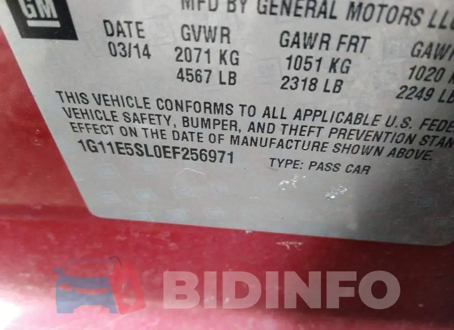 1G11E5SL0EF256971 Photo# 9