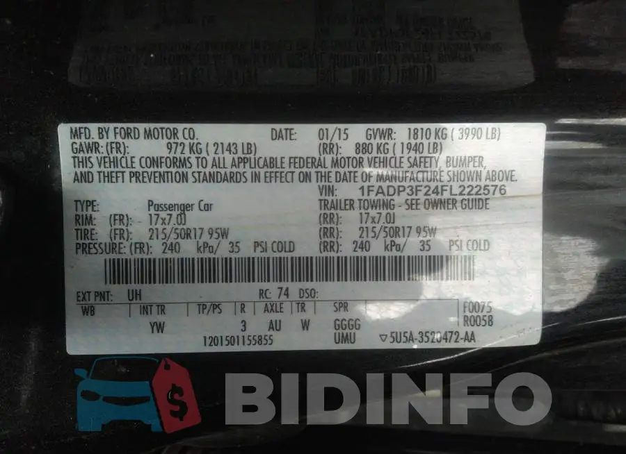 1FADP3F24FL222576 Photo# 9