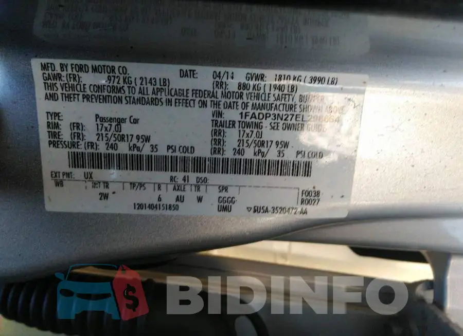 1FADP3N27EL298664 Photo# 9