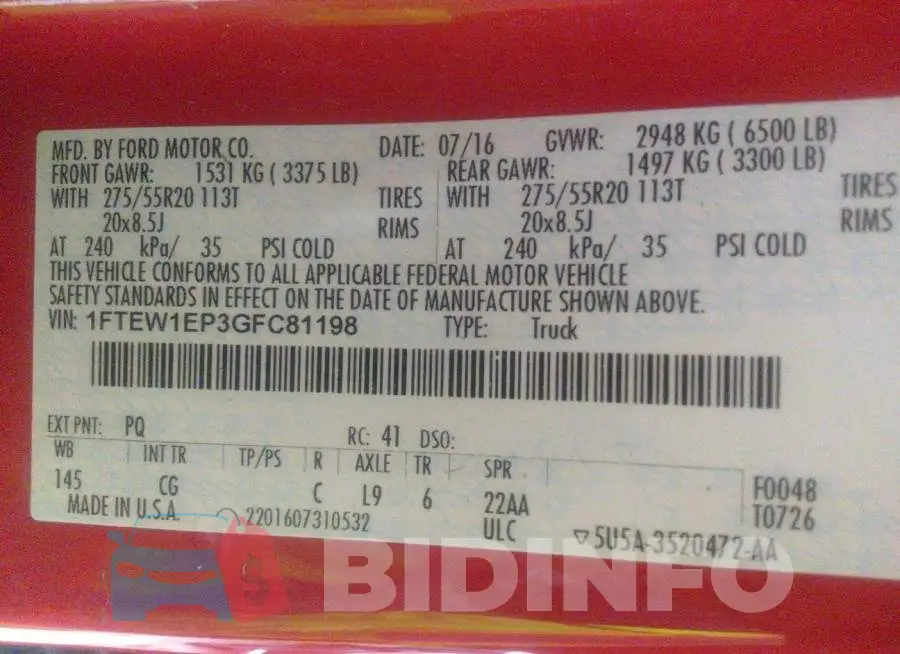 1FTEW1EP3GFC81198 Photo# 9