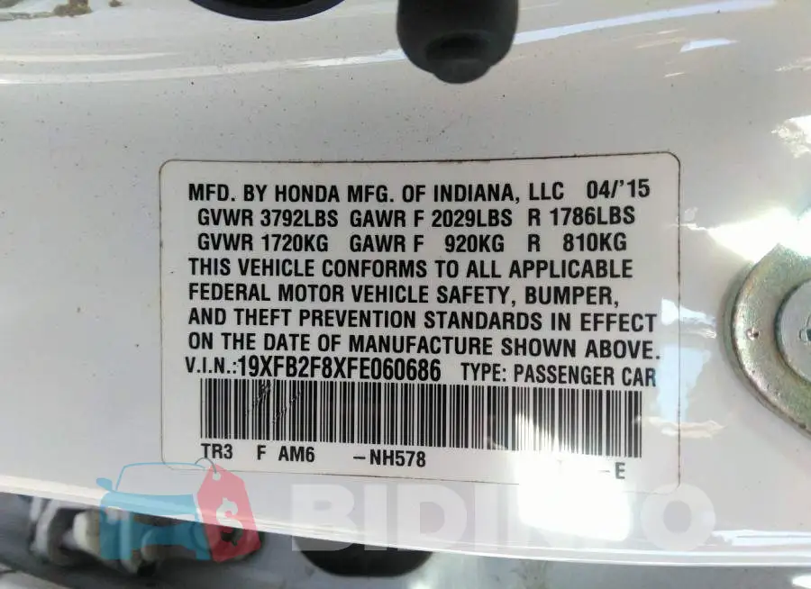 19XFB2F8XFE060686 Photo# 9