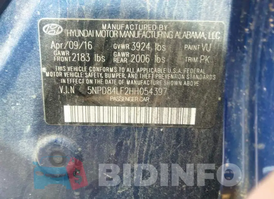 5NPD84LF2HH054397 Photo# 9