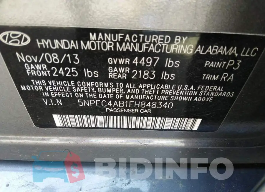 5NPEC4AB1EH848340 Photo# 9