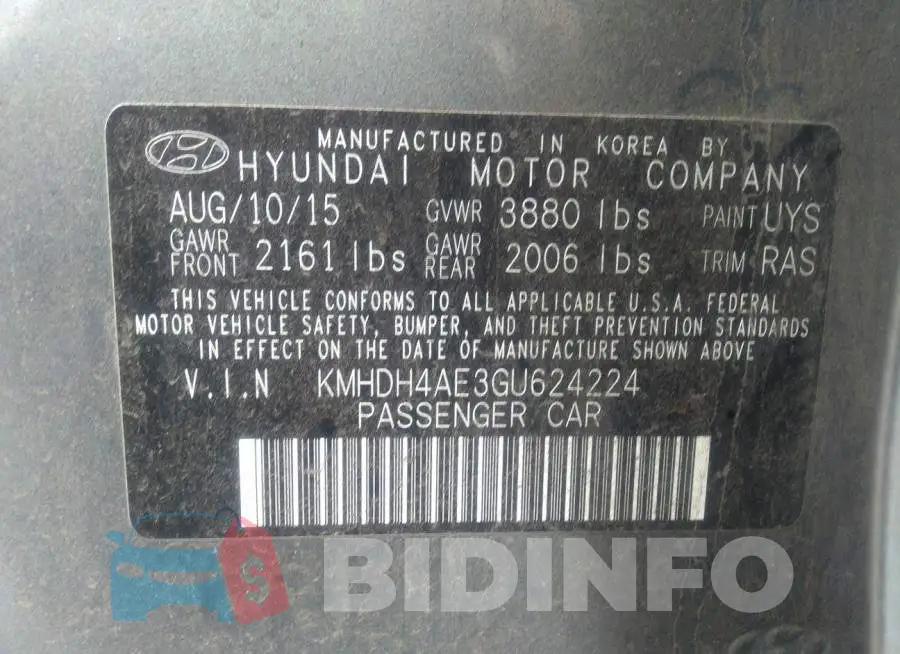 KMHDH4AE3GU624224 Photo# 9