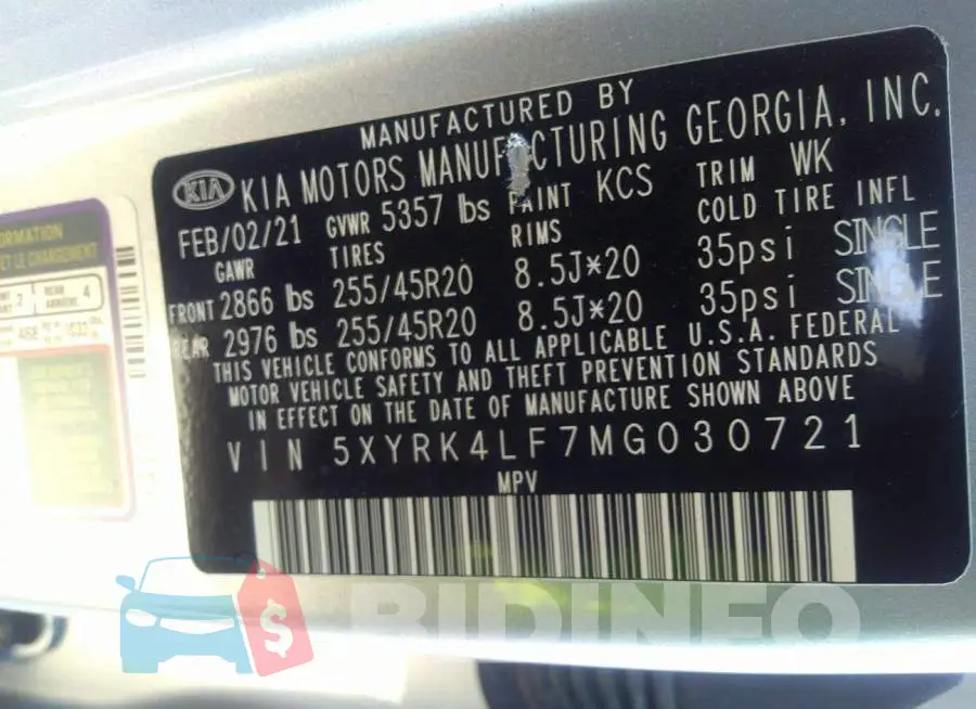5XYRK4LF7MG030721 Photo# 9